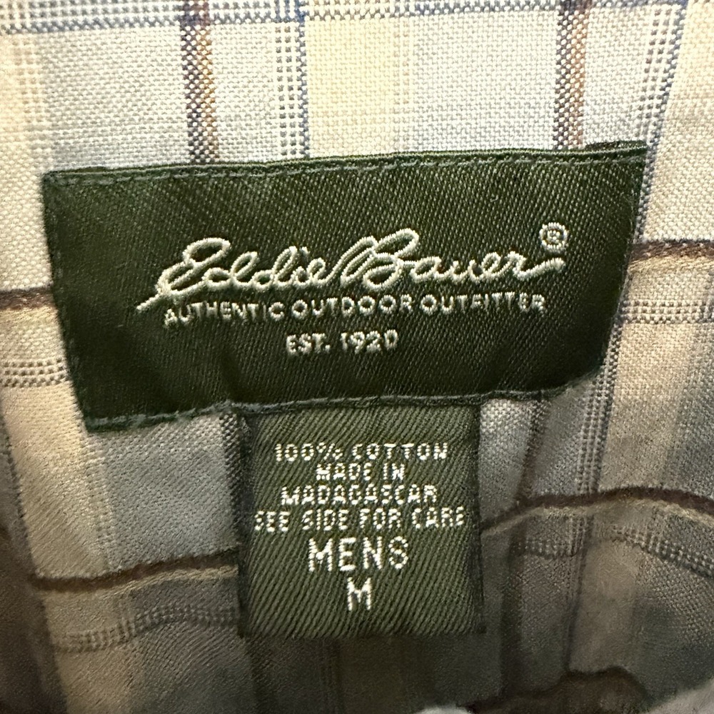 Eddie Bauer Shirt Mens MedMulticolor Plaid Regular Fit Button Down 100 CottonVtg - Picture 2 of 5